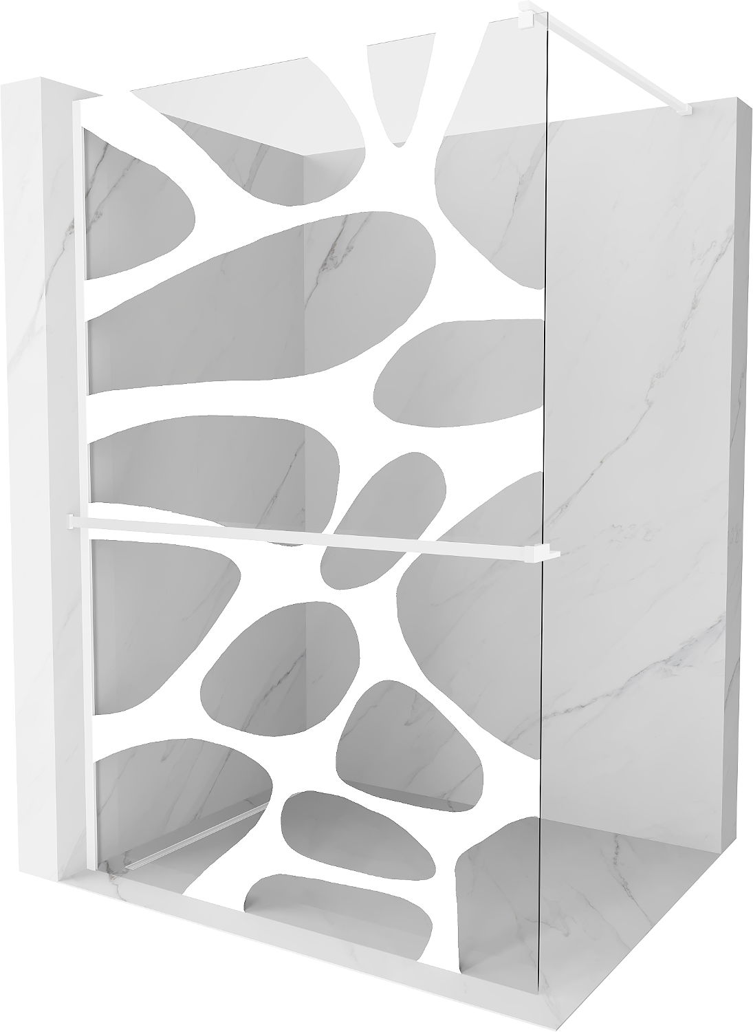 Mexen Kioto+ Zuhanyfal polccal Walk-in 110 x 200 cm, fehér hullám, fehér - 800-110-121-20-97